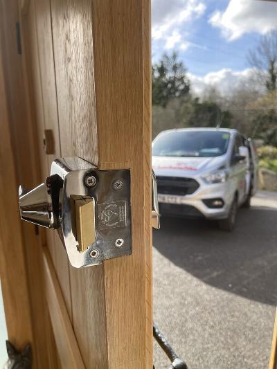 Door open with lock exposed